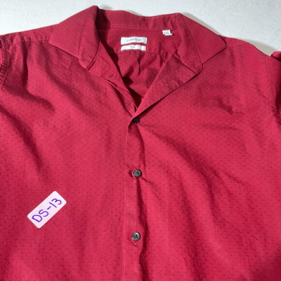 Calvin Klein Slim Fit Red Long Sleeve Button-Up Shirt 16-16.5 34/35 Size L - Picture 6 of 6